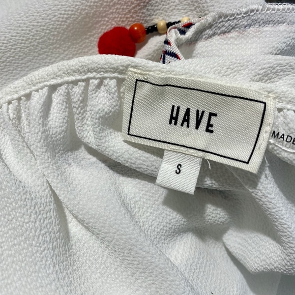 Have White Pom Pom Off The Shoulder Blouse SMALL - Picture 12 of 13